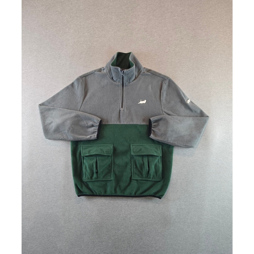 RIPNDIP Castanza Sweatshirt Mens Medium Grey Green Colorblock Half Zip Fleece